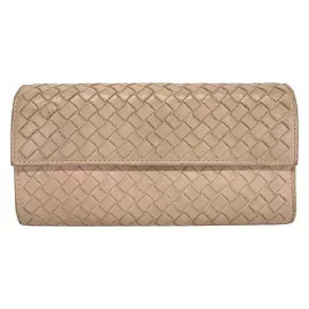 BOTTEGA VENETA Intrecciato Long Wallet Pink Leather